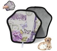 WowPrint Flower Tower Eiffel Playbill - Guante de depilación de mascotas para gatos y perros, reutilizables, electrostáticos, herramienta de cepillo para sofá, ropa, alfombra, muebles, asiento de