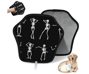 WowPrint Funny Dance Skeleton - Guante de depilación de mascotas para gato, perro, esqueleto, reutilizable, electrostático, herramienta de cepillo para sofá, ropa, alfombra, muebles, asiento de coche