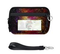 WowPrint Galaxy and Stars Planet - Mini funda para tarjetas con cremallera para mujeres y hombres, con ventana de identificación, estrellas, nebulosa, cartera, portátil, ligera, pequeña, con