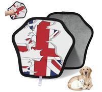 WowPrint Guante de depilación de mascotas con bandera de mapa del Reino Unido para gatos, perros, bandera británica, reutilizable, electrostática, guantes de pelo de mascotas, herramienta de cepillo