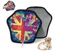 WowPrint Guante de depilación de mascotas con diseño de corazón y flor, bandera del Reino Unido, reutilizable, electrostático, herramienta de cepillo para sofá, ropa, alfombra, muebles, asiento de