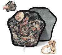 WowPrint Guante de depilación de mascotas con diseño de dragón y flores, luna, para gatos, perros, reutilizables, electrostáticos, herramienta de cepillo para sofá, ropa, alfombra, muebles, asiento de