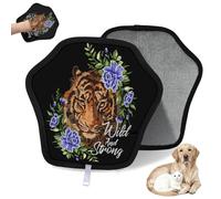 WowPrint Guante de depilación de mascotas con diseño de tigre y flores, reutilizable, electrostático, herramienta de cepillo para sofá, ropa, alfombra, muebles, asiento de coche, 1 paquete