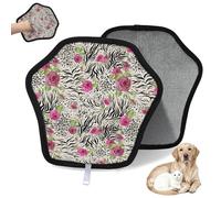 WowPrint Guante de depilación de mascotas con estampado animal rosa, para gatos, perros, leopardo, rosa, reutilizable, electrostático, guantes de pelo de mascotas, herramienta de cepillo para sofá