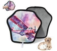 WowPrint Guante de depilación de mascotas con estampado de avión vintage para gatos y perros, reutilizables, electrostáticos, herramienta de cepillo para sofá, ropa, alfombra, muebles, asiento de