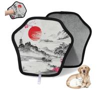 WowPrint Guante de depilación de mascotas con estampado de paisaje japonés para gatos y perros, reutilizables, electrostáticos, herramienta de cepillo para sofá, ropa, alfombra, muebles, asiento de