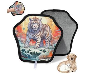 WowPrint Guante de depilación de mascotas con estampado de tigre de animales míticos para gatos, perros, reutilizables, electrostáticos, herramienta de cepillo para sofá, ropa, alfombra, muebles