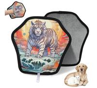 WowPrint Guante de depilación de mascotas con estampado de tigre mítico para gatos, perros, reutilizables, electrostáticos, herramienta de cepillo para sofá, ropa, alfombra, muebles, asiento de coche