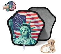 WowPrint Guante de depilación de mascotas con la bandera de Estados Unidos de la Estatua de la Libertad para gatos y perros, reutilizables, electrostáticos, herramienta de cepillo para sofá, ropa
