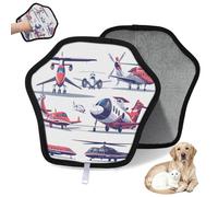 WowPrint Guante de depilación de mascotas con patrón de avión para gatos y perros, reutilizables, electrostáticos, herramienta de cepillo para sofá, ropa, alfombra, muebles, asiento de coche, 1