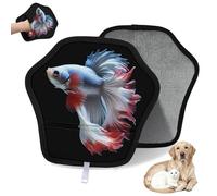 WowPrint Guante de depilación de mascotas con patrón de pez luchador para gatos y perros, reutilizable, electrostático, herramienta de cepillo para sofá, ropa, alfombra, muebles, asiento de coche, 1