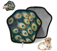 WowPrint Guante de depilación de mascotas con patrón de plumas de pavo real para gatos, perros, reutilizables, electrostáticos, herramienta de cepillo para sofá, ropa, alfombra, muebles, asiento de