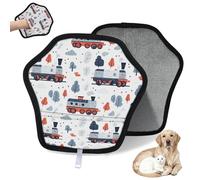 WowPrint Guante de depilación de mascotas con patrón de tren de dibujos animados para gatos y perros, reutilizable, electrostático, herramienta de cepillo para sofá, ropa, alfombra, muebles, asiento