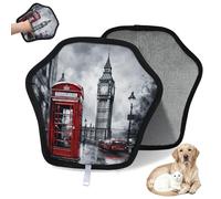 WowPrint Guante de depilación de mascotas con temática de Reino Unido de Londres, para gatos, perros, reutilizables, electrostáticos, herramienta de cepillo para sofá, ropa, alfombra, muebles, asiento