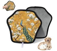 WowPrint Guante de depilación de mascotas, diseño de flores, pavo real, pájaro, gato, perro, reutilizable, electrostático, herramienta de cepillo para sofá, ropa, alfombra, muebles, asiento de coche
