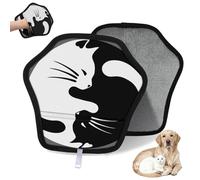 WowPrint Guante de depilación de mascotas en blanco y negro para gato, perro, gato, diseño reutilizable, electrostático, guantes de pelo de mascotas, herramienta de cepillo para sofá, ropa, alfombra