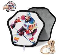 WowPrint Guante de eliminación de pelo de mascotas con estampado de jugador de hockey para gatos, perros, reutilizables, electrostáticos, herramienta de cepillo para sofá, ropa, alfombra, muebles