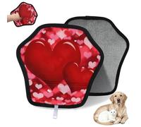 WowPrint Guante rojo para depilación de mascotas con corazón para el día de San Valentín, reutilizable, electrostático, herramienta de cepillo para sofá, ropa, alfombra, muebles, asiento de coche, 1