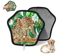 WowPrint Guantes de depilación de mascotas con estampado de leopardo y hojas tropicales de la selva para gatos, perros, reutilizables, electrostáticos, herramienta de cepillo para sofá, ropa
