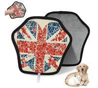 WowPrint Heart Art - Guante de depilación de mascotas con bandera del Reino Unido, reutilizable, electrostático, herramienta de cepillo para sofá, ropa, alfombra, muebles, asiento de coche, 2 unidades