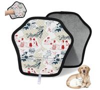 WowPrint Japan - Guante de depilación de mascotas para mujer, para gatos, perros, patrón japonés, reutilizable, electrostático, herramienta de cepillo para sofá, ropa, alfombra, muebles, asiento de