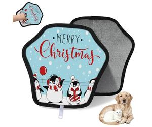 WowPrint Merry Christmas - Guante de depilación de mascotas para gatos, perros, pingüinos, reutilizables, electrostáticos, herramienta de cepillo para sofá, ropa, alfombras, muebles, asiento de coche