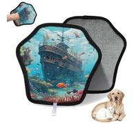 WowPrint Old Ship Underwater World - Guante de depilación de mascotas para gatos y perros, reutilizables, electrostáticos, herramienta de cepillo para sofá, ropa, alfombra, muebles, asiento de coche