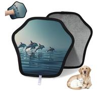 WowPrint Summer Ocean Dolphins - Guante de depilación de mascotas para gatos y perros, reutilizables, electrostáticos, herramienta de cepillo para sofá, ropa, alfombra, muebles, asiento de coche, 2