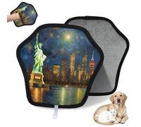 WowPrint Usa New York Night Scenery - Guante de depilación de mascotas para gatos y perros, reutilizables, electrostáticos, herramienta de cepillo para sofá, ropa, alfombra, muebles, asiento de coche