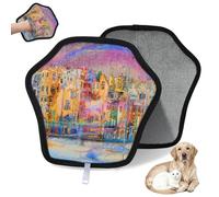 WowPrint Winter Resort Town - Guante de eliminación de pelo de mascotas para gatos y perros, reutilizable, electrostático, herramienta de cepillo para sofá, ropa, alfombra, muebles, asiento de coche