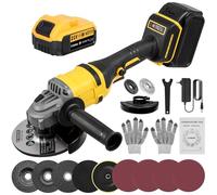 wowspeed Amoladora Angular Inalámbrica, 21V Radial de Bateria con 1 Baterías de 500 mAh, Ø Disco de 125mm, 45mm de Profundidad de Corte para Piedra, Metal, Hormigón, Azulejos