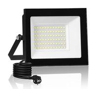 wowspeed Focos LED Exterior con Enchufe - Super Luminoso 50W 5000LM Foco Exterior 6500K Blanco Frío Focos LED, IP66 Impermeable Proyector LED Exterior para Jardín, Taller, Garaje, Parking