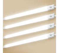 Wowspeed - Regleta LED de 120 cm con detector de movimiento, 40 W, 4400 lm, neón LED, blanco frío, 4500 K, impermeable IP65, techo para garaje, almacén, taller, oficina - 4 piezas