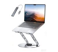 Wowssyo Soporte para ordenador portátil de 360 °, altura ajustable, soporte de metal con doble soporte, ergonómico para escritorio, compatible con MacBook Air/Pro, Dell hasta 17,3", gris