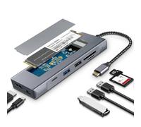 Wowssyo USB C Hub 8 en 1, Carcasa ssd m2 nvme, Disco Duro ssd, Carcasa m.2 Adaptador USB C multipuerto con HDTV 4K, USB 3.0, PD 100W para MacBook Pro/Air M1, para iPad Pro, Chromecast, Switch, PS4