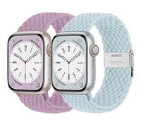 Wowstrap 2 Trenzada Correa para Apple Watch 44mm 45mm 40mm 41mm Series 7/8 se 6 5 4 Ultra 49mm hom mujer,Solo Loop Deportiva de nylon extensible Pulsera Bracelet para iWatch serie 3 2 142mm 38mm Band