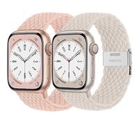 Wowstrap 2 Trenzada Correa para Apple Watch 44mm 45mm 40mm 41mm Series 7/8 se 6 5 4 Ultra 49mm hom mujer,Solo Loop Deportiva de nylon extensible Pulsera Bracelet para iWatch serie 3 2 142mm 38mm Band