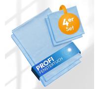 Wowtowelz Clear Pro - Juego de 4 paños para limpiar ventanas sin rayas, para cristal, coche, cocina, baño, color azul claro