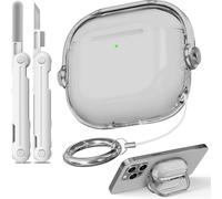 Wowwat Funda para AirPods 4, color negro transparente, funda suave con mecanismo de bloqueo, protege durante el uso diario y el tránsito, compatible con AirPods 4 (2024)