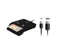 Woxter Lector DNI Electrónico con Conexión Tipo C - DNI Electrónico Inteligente, DNI 3.0 y 4.0, Tipo C, Compatible con PC y Mac, Incluye Adaptador Tipo C a USB A. Color Negro