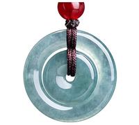 WOYEHFA Collar Con Amuleto De Jade Esmeralda De Doble Círculo De La Suerte Y La Paz,Colgante De Círculo De La Suerte(Certificado,Auténtico)