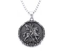 WOYEHFA Collar Con Amuleto Protector De Medalla De Santo Patrón,Collar De Caballero Punk De Titanio De Guerrero Sagrado
