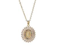 WOYEHFA Collar Con Medallón De La Virgen María,Cadena Virgen De María, Salvación Collar Con Moneda Y Medallón