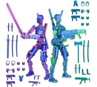 Woyejo 2 Piezas Figura De Acción T13 (Ensamblaje Completado) Muñeco Robot Articulado T-13 Figura De Acción Robot T13 Decoración De Escritorio para Los Amantes De Los Juegos De Juguete