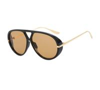 WOYUANSHA Gafas De Sol De Gran Tamaño De Las Mujeres Gafas Sol Moda Al Aire Libre Oval Casual Protección UV Protector Solar Gafas Sol Uv400 Viajes Vacaciones (Té)