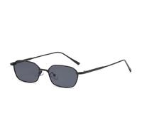 WOYUANSHA Gafas De Sol Moda Retro Gafas De Sol Cuadradas Las Mujeres Gafas Señora Pequeño Metal Anteojos Vintage (Marco Negro)