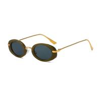 WOYUANSHA Gafas de Sol Ovaladas De Moda con Marco Pequeño para Hombres Y Mujeres Gafas De Moda (Verde Gris)
