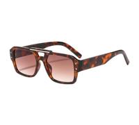 WOYUANSHA Gafas De Sol Retro Mujeres Gafas De Sol Personalizado Marcos Remache Diseño Hombres Moda Casual (Leopard Tea)
