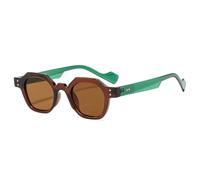 WOYUANSHA Gafas De Sol Vintage Polígono Cuadrado Hombres Mujeres Gafas De Sol Hexágono Lente Sombras Uv400 Gafas (Tea Green)