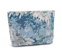 WOZEAH Bolsa de maquillaje pequeña para cosméticos, elegante bolsa de maquillaje con cremallera, bolsa de viaje de lona para artículos de tocador, Flor de pintura 1